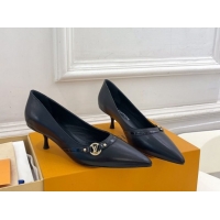 Good Product Louis Vuitton 6AM Pumps 5.5cm in Lambskin Leather Black 0222020