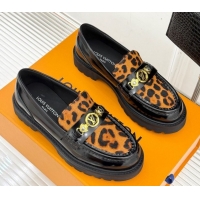 Buy Luxury Louis Vuitton District Platform Loafers in Leopard print/Black Leather 0222024