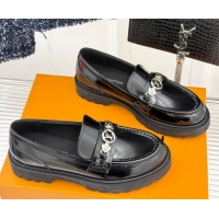 Most Popular Louis Vuitton District Platform Loafers in Calfskin Leather Black 0222025