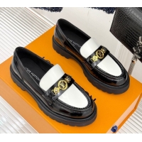 Popular Style Louis Vuitton District Platform Loafers in Leather Black/White 0222027