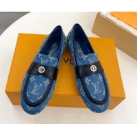Best Product Louis Vuitton Soho Flat Loafers in Blue Denim 0222033