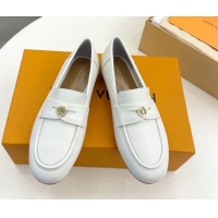 Shop Duplicate Louis Vuitton Soho Flat Loafers in Lambskin White 0222034