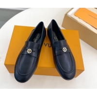 Durable Louis Vuitton Soho Flat Loafers in Lambskin Black 0222035