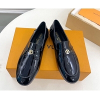 Hot Style Louis Vuitton Soho Flat Loafers in Patent Leather Black 0222036