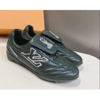 Grade Quality Louis Vuitton LV Footprint Soccer Sneakers in Calf Leather Green 0222053