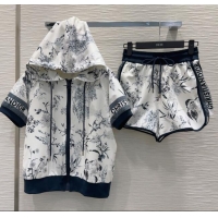 Luxury Discount Dior Printed Jacket and Shorts Set 0515 White 2025