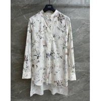New Design Dior Printed Cotton Shirt 527001 White 2025