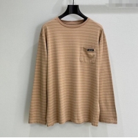 Big Discount Miu Miu Striped T-Shirt 527011 Light Coffee 2025