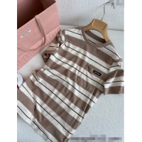 Top Grade Miu Miu Striped T-Shirt 527018 Beige 2025