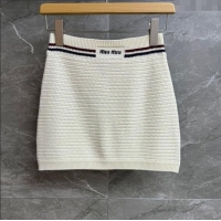 Free Shipping Discount Miu Miu Knit Mini Skirt 527004 White 2025