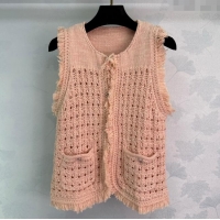 Pretty Style Chanel Fringe Knit Vest 527006 Peach Pink 2025