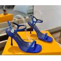 Inexpensive Louis Vuitton 6AM Heel Sandals 9.5cm in Calf Leather Blue 0222061