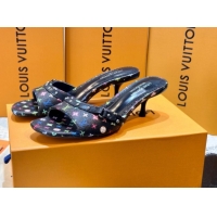 Stylish Louis Vuitton LV x TM 6AM Heel Slides Sandal 5.5cm in Multicolor Monogram Canvas Black 0222069