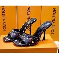 Good Looking Louis Vuitton LV x TM 6AM Heel Slides Sandal 8.5cm in Multicolor Monogram Canvas Black 0222071