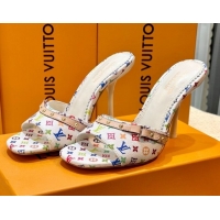 Top Grade Louis Vuitton LV x TM 6AM Heel Slides Sandal 8.5cm in Multicolor Monogram Canvas White 0222072