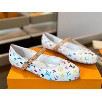 Grade Quality Louis Vuitton LV x TM Romy Flats Ballerinas in Multicolor Monogram Canvas White 0222079