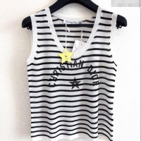 Good Quality Celine Linen Striped Vest 527016 White 2025