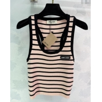 Best Grade Miu Miu Tencel Striped Vest 527015 Pink 2025