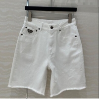 Unique Discount Prada Denim Shorts 527021 White 2025
