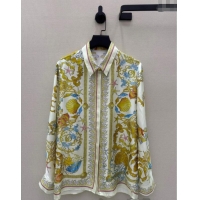 Affordable Price Versace Silk Long Shirt 527028 Yellow 2025