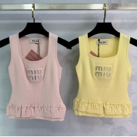 Good Taste Miu Miu Wool Knit Vest 528001 Pink/Yellow 2025