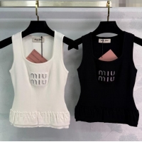 ​Cheap Discount Miu Miu Wool Knit Vest 528001 White/Black 2025