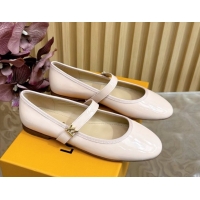 Good Quality Louis Vuitton Romy Flats Ballerinas in Patent Leather with LV Strap Pale Pink 0222086