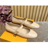 Purchase Louis Vuitton Romy Flats Ballerinas in Patent Leather with LV Strap Beige 0222087