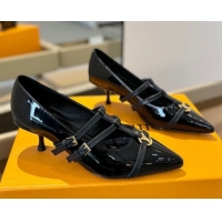 Good Quality Louis Vuitton Strap Pumps 5cm in Calfskin Leather Black 2025 LV022401