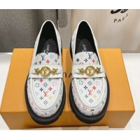 Shop Duplicate Louis Vuitton LV x TM District Loafers 5cm in Multicolored Monogram Canvas White/Black 0421084