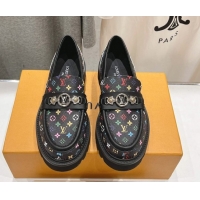 Low Price Louis Vuitton LV x TM District Loafers 5cm in Multicolored Monogram Canvas Black 50421085