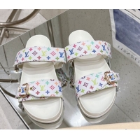 Unique Style Louis Vuitton LV x TM Bom Dia Flat Comfort Slides Sandal in Multicolored Monogram Canvas White 0421086