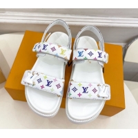 Pretty Style Louis Vuitton LV x TM Flat Comfort Sandals in Multicolored Monogram Canvas White 2025 LV042101