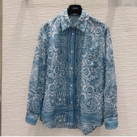 Reasonable Price Dior Printed Shirt 528003 Blue 2025