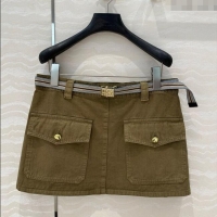 New Fashion Miu Miu Cotton Mini Skirt 528012 Green 2025