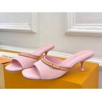 Sophisticated Louis Vuitton 6AM Heel Slides Sandal 5cm in Monogram Denim Pink 2025 1ADIGZ 0422007