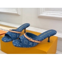 Cheap Price Louis Vuitton 6AM Heel Slides Sandal 5cm in Monogram Denim Blue 2025 1ADIGZ 0422008