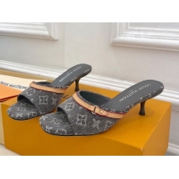 Low Cost Louis Vuitton 6AM Heel Slides Sandal 5cm in Monogram Denim Grey 2025 1ADIGZ 0422009