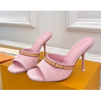 Purchase Louis Vuitton 6AM Heel Slides Sandal 10cm in Monogram Denim Pink 2025 1ADIGZ 0422010