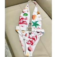 Good Taste Dolce & Gabbana DG Belt One-Piece Swimwear 0313 White 2025