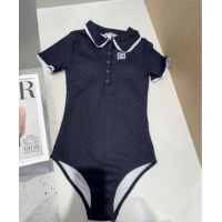 Good Product Chanel Knit One-Piece Swimwear 0313 Dark Blue 2025