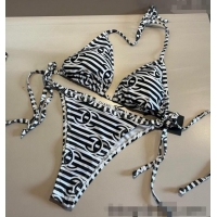 Top Quality Chanel Two-Pieces Swimwear with Stripes 0313 White/Black 2025