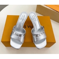 Generous Louis Vuitton 6AM Heel Slides Sandal 5.5cm in Calf Leather Silver 0422017