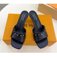 Luxurious Louis Vuitton 6AM Heel Slides Sandal 5.5cm in Calf Leather Black 0422018