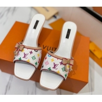 Pretty Style Louis Vuitton Heel Slides Sandal 5cm in Monogram Canvas White2 2025 LV042201 0422020