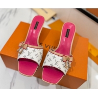 Expensive Louis Vuitton Heel Slides Sandal 5cm in Monogram Canvas White/Pink 0422023