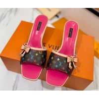 Luxury Louis Vuitton Heel Slides Sandal 5cm in Monogram Canvas Black/Multicolor 0422025