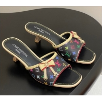 Modern Louis Vuitton LV x TM Heel Slides Sandal 3cm in Monogram Canvas Black 0422026