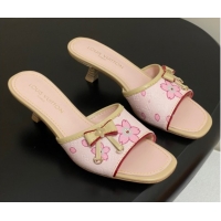 Good Looking Louis Vuitton LV x TM Heel Slides Sandal 3cm in Cherry Bloom Print Leather Pink 0422030