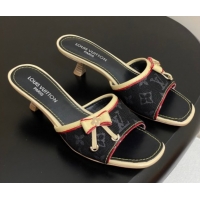 Buy Luxury Louis Vuitton Heel Slides Sandal 3cm in Monogram Denim Black 2025 LV042201